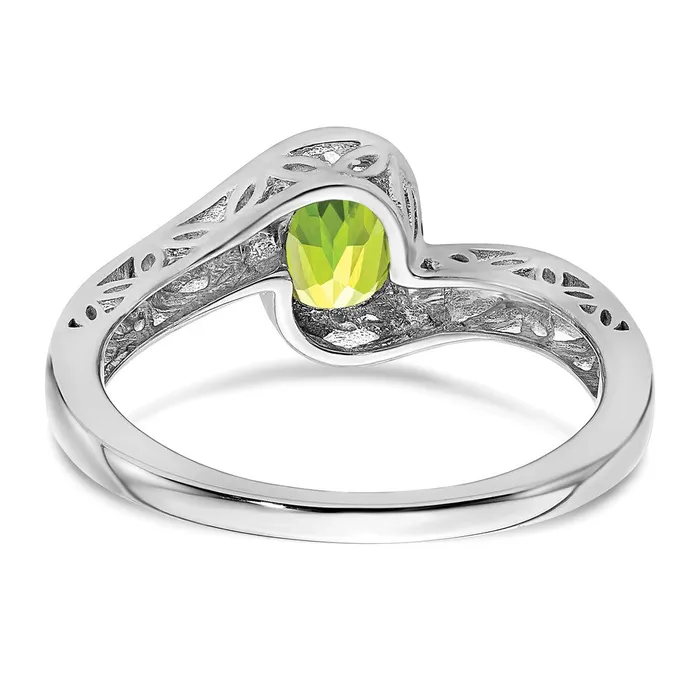 Goldia Rings 14k White Gold Peridot Bypass Ring