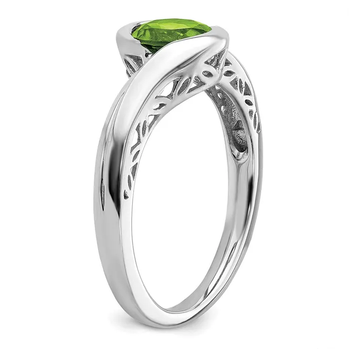 Goldia Rings 14k White Gold Peridot Bypass Ring