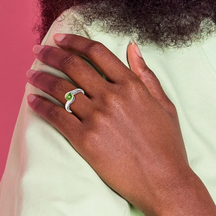 Goldia Rings 14k White Gold Peridot Bypass Ring