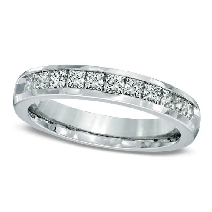 Goldia Rings Previously Owned 10 CT TW PrincessCut Natural Diamond Wedding Band in Solid 14K White Gold Goldia Rings Previously Owned 10 CT TW PrincessCut Natural Diamond Wedding Band in Solid 14K White Gold