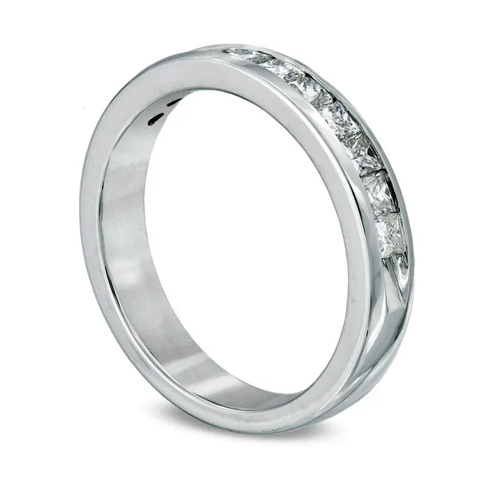 Goldia Rings Previously Owned 10 CT TW PrincessCut Natural Diamond Wedding Band in Solid 14K White Gold Goldia Rings Previously Owned 10 CT TW PrincessCut Natural Diamond Wedding Band in Solid 14K White Gold