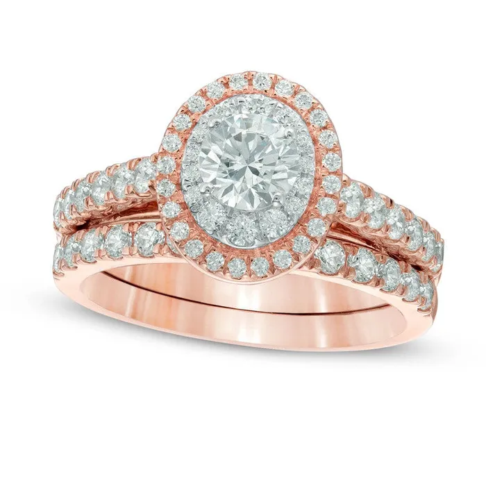 Goldia Rings Previously Owned 15 CT TW Natural Diamond Double Frame Bridal Engagement Ring Set in Solid 14K Rose Gold Goldia Rings Previously Owned 15 CT TW Natural Diamond Double Frame Bridal Engagement Ring Set in Solid 14K Rose Gold