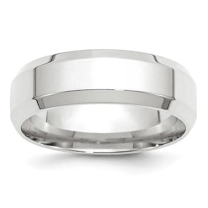 Goldia Rings Solid 14K White Gold 7mm Bevel Edge Comfort Fit MensWomens Wedding Band Ring Size 7 Goldia Rings Solid 14K White Gold 7mm Bevel Edge Comfort Fit MensWomens Wedding Band Ring Size 7