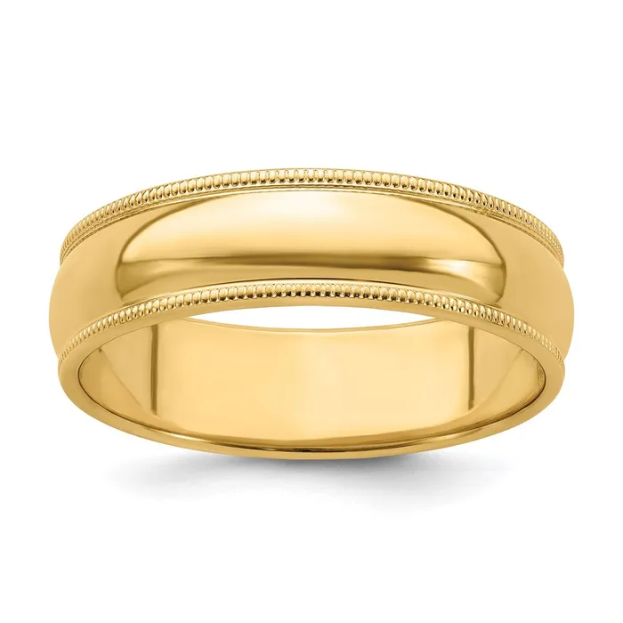 Goldia Rings Solid 14K Yellow Gold 6mm Milgrain HalfRound Wedding MensWomens Wedding Band Ring Size 95 Goldia Rings Solid 14K Yellow Gold 6mm Milgrain HalfRound Wedding MensWomens Wedding Band Ring Size 95