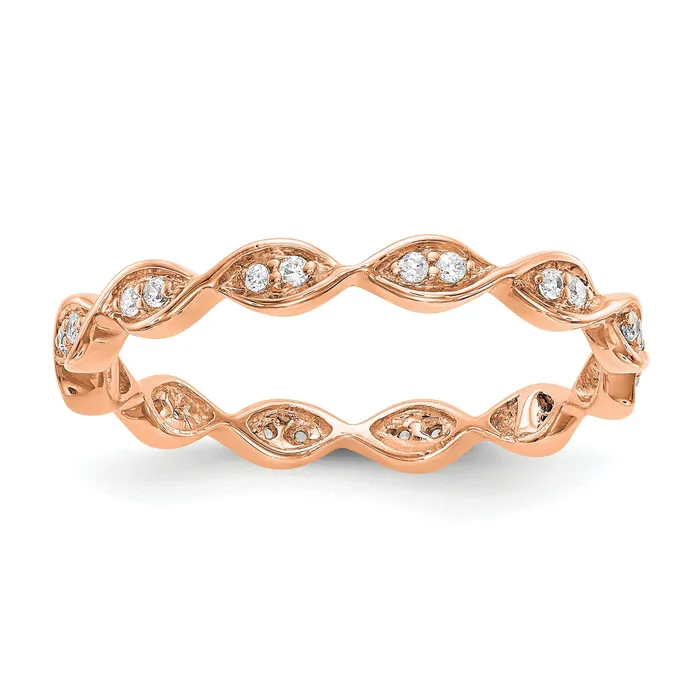 Goldia Rings Solid Real 14k Rose Gold Polished Vintage Pave Size 55 CZ Eternity Wedding Band Ring Goldia Rings Solid Real 14k Rose Gold Polished Vintage Pave Size 55 CZ Eternity Wedding Band Ring
