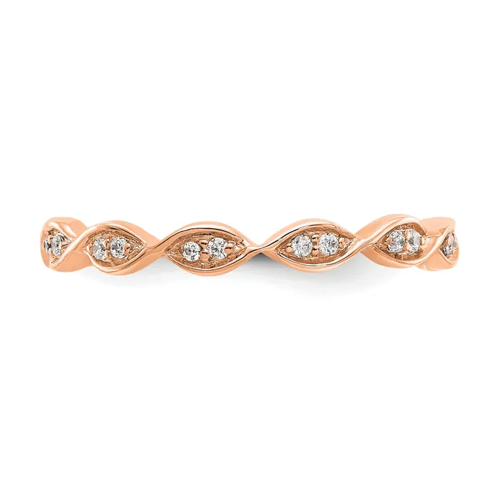 Goldia Rings Solid Real 14k Rose Gold Polished Vintage Pave Size 55 CZ Eternity Wedding Band Ring