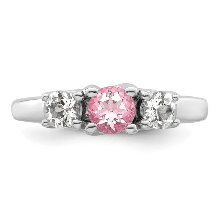 Goldia Rings Survivor Collection Sterling Silver Rhodiumplated Clear and Pink Swarovski Topaz Pamela Ring