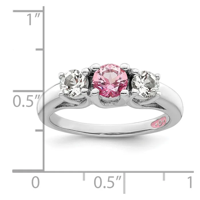 Goldia Rings Survivor Collection Sterling Silver Rhodiumplated Clear and Pink Swarovski Topaz Pamela Ring