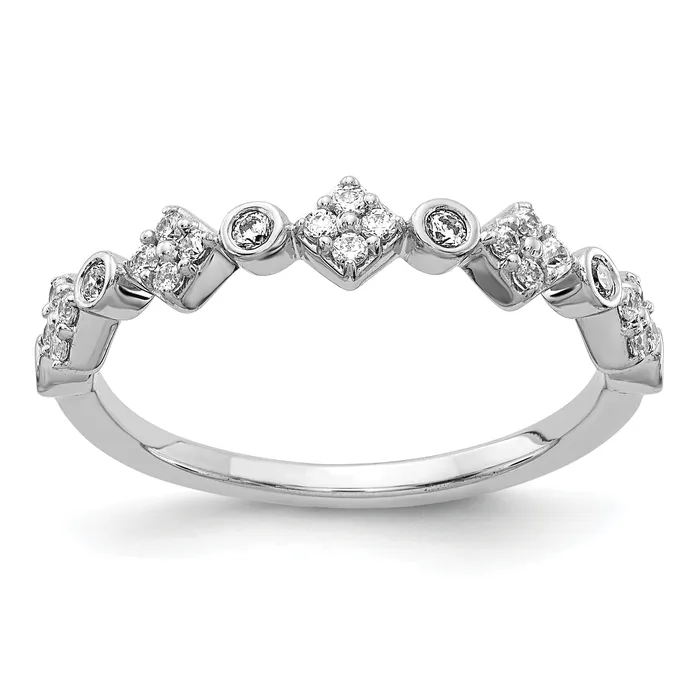 Goldia Solid 14k White Gold Fancy Simulated CZ Band Rings