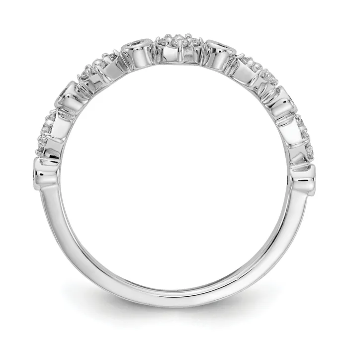 Goldia Solid 14k White Gold Fancy Simulated CZ Band Rings