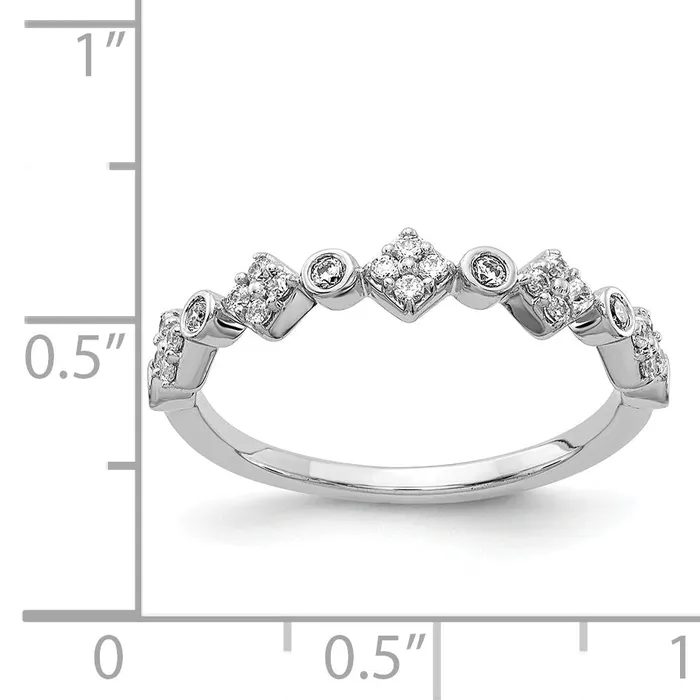Goldia Solid 14k White Gold Fancy Simulated CZ Band Rings