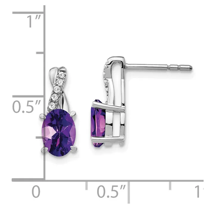 Goldia Solid 14k White Gold Simulated Amethyst and CZ Earrings Earrings
