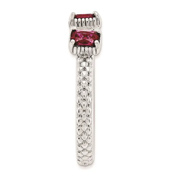 Goldia Sterling Silver Stackable Expressions Created Ruby Three Stone Ring Rings
