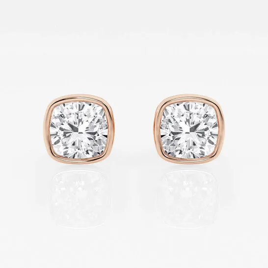 JMS always Earrings Original Brilliant Diamond 14KT Rose Gold 3 cttw CushionCut Lab Grown Diamond Bezel Set Solitaire Stud Earrings for Women FGVSSI JMS always Earrings Original Brilliant Diamond 14KT Rose Gold 3 cttw CushionCut Lab Grown Diamond Bezel Set Solitaire Stud Earrings for Women FGVSSI