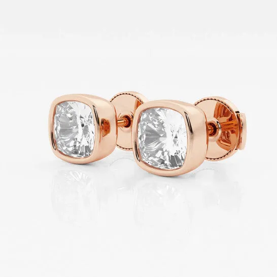 JMS always Earrings Original Brilliant Diamond 14KT Rose Gold 3 cttw CushionCut Lab Grown Diamond Bezel Set Solitaire Stud Earrings for Women FGVSSI JMS always Earrings Original Brilliant Diamond 14KT Rose Gold 3 cttw CushionCut Lab Grown Diamond Bezel Set Solitaire Stud Earrings for Women FGVSSI