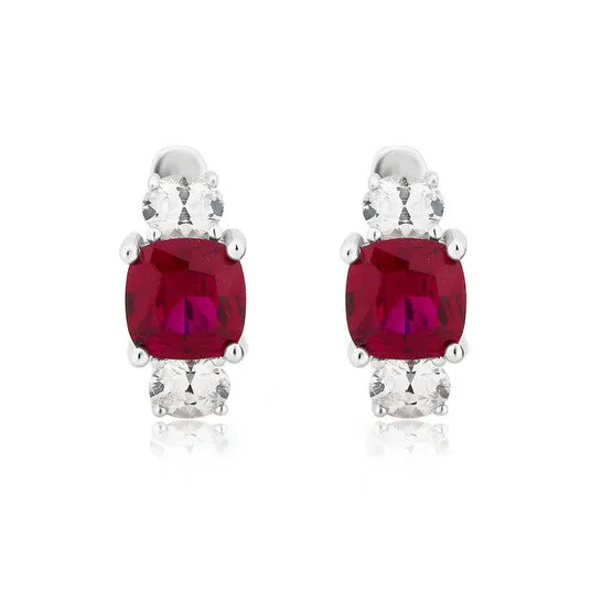 JMS always Earrings Original DiamondMuse Created Ruby and White Sapphire Gemstone Sterling Silver Hoop Earrings for Women JMS always Earrings Original DiamondMuse Created Ruby and White Sapphire Gemstone Sterling Silver Hoop Earrings for Women