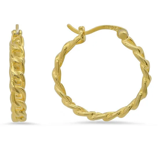 JMS always Earrings Original Kylie Harper 14k Gold Over Silver Curb Chain Hoop Earrings JMS always Earrings Original Kylie Harper 14k Gold Over Silver Curb Chain Hoop Earrings