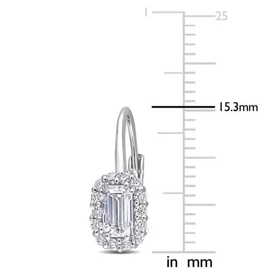 JMS always Original AMOUR 45 CT DEW Created Moissanite Octagon Halo Leverback Earrings In Sterling Silver Earrings JMS always Original AMOUR 45 CT DEW Created Moissanite Octagon Halo Leverback Earrings In Sterling Silver Earrings