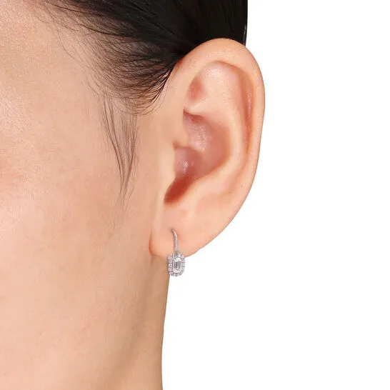JMS always Original AMOUR 45 CT DEW Created Moissanite Octagon Halo Leverback Earrings In Sterling Silver Earrings JMS always Original AMOUR 45 CT DEW Created Moissanite Octagon Halo Leverback Earrings In Sterling Silver Earrings