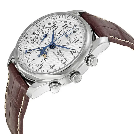 JMS always Watches Original Longines Masters Automatic Chronograph White Dial Brown Leather Mens Watch L26734785 JMS always Watches Original Longines Masters Automatic Chronograph White Dial Brown Leather Mens Watch L26734785