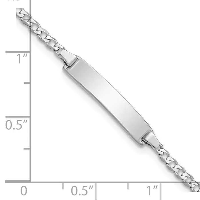 MDS Bracelets Solid 14K White Gold Flat Curb Link ID Bracelet