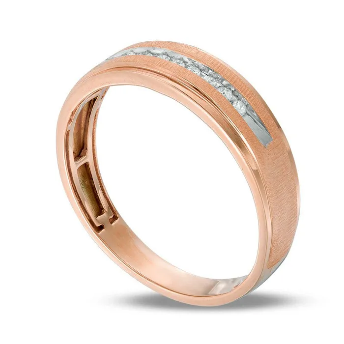 Mens 010 CT TW Natural Diamond Wedding Band in Solid 10K Rose Gold Goldia Rings Mens 010 CT TW Natural Diamond Wedding Band in Solid 10K Rose Gold Goldia Rings