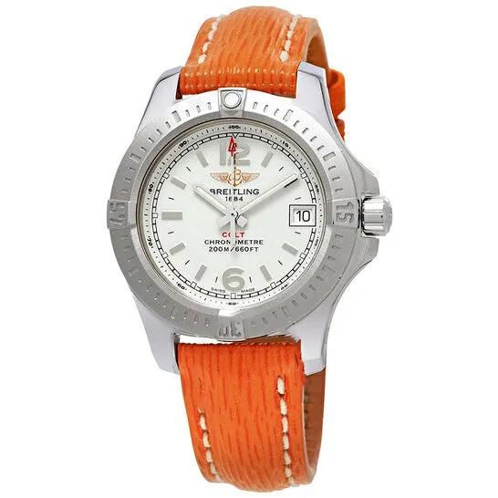 Original Breitling Colt Silver Dial Ladies Orange Sahara Leather Watch A7738811G793212XS JMS always Watches Original Breitling Colt Silver Dial Ladies Orange Sahara Leather Watch A7738811G793212XS JMS always Watches