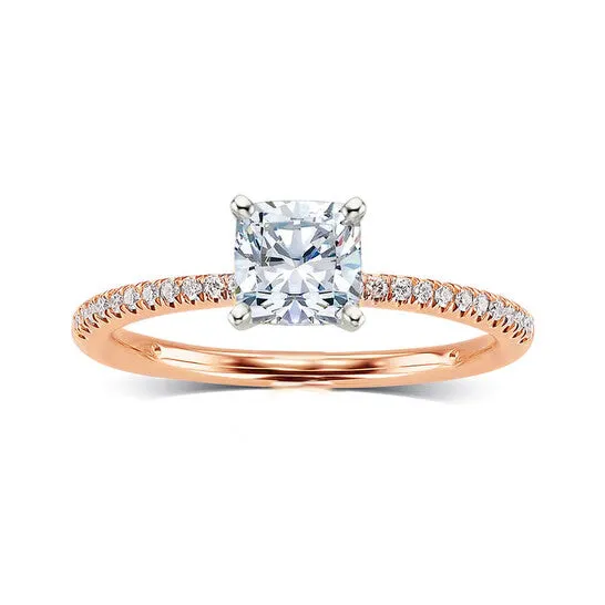 Original DiamondMuse 140 cttw Cushion Cut Swarovski Diamonds White Solitaire Rose Tone Engagement Ring in Sterling Silver JMS always Rings Original DiamondMuse 140 cttw Cushion Cut Swarovski Diamonds White Solitaire Rose Tone Engagement Ring in Sterling Silver JMS always Rings