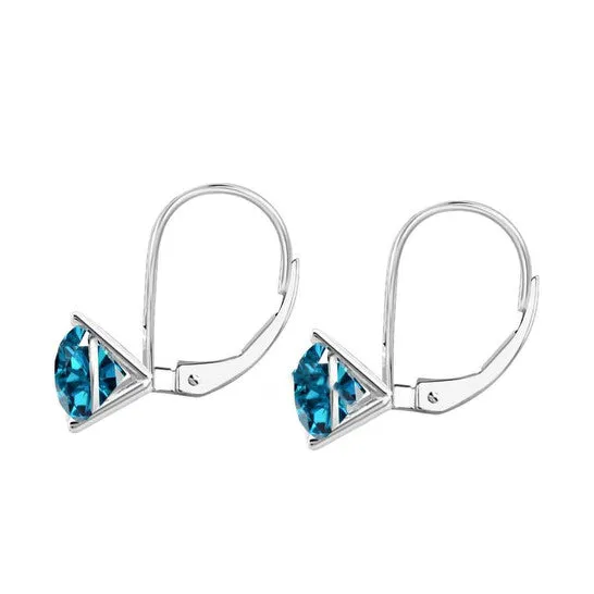 Original Maulijewels 020 Carat Round Natural Blue Diamond 3 Prong Set Leverback Earrings For Womens In 14K Solid White Gold JMS always Earrings Original Maulijewels 020 Carat Round Natural Blue Diamond 3 Prong Set Leverback Earrings For Womens In 14K Solid White Gold JMS always Earrings