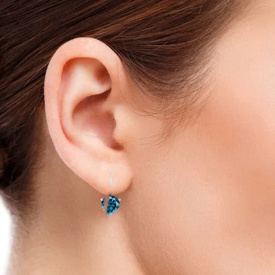 Original Maulijewels 020 Carat Round Natural Blue Diamond 3 Prong Set Leverback Earrings For Womens In 14K Solid White Gold JMS always Earrings Original Maulijewels 020 Carat Round Natural Blue Diamond 3 Prong Set Leverback Earrings For Womens In 14K Solid White Gold JMS always Earrings