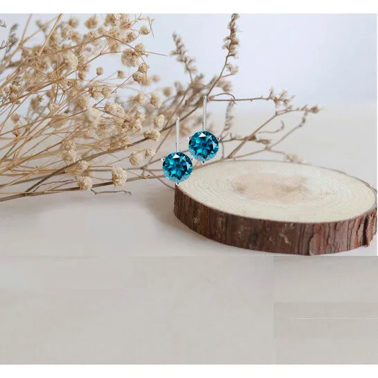 Original Maulijewels 020 Carat Round Natural Blue Diamond 3 Prong Set Leverback Earrings For Womens In 14K Solid White Gold JMS always Earrings Original Maulijewels 020 Carat Round Natural Blue Diamond 3 Prong Set Leverback Earrings For Womens In 14K Solid White Gold JMS always Earrings