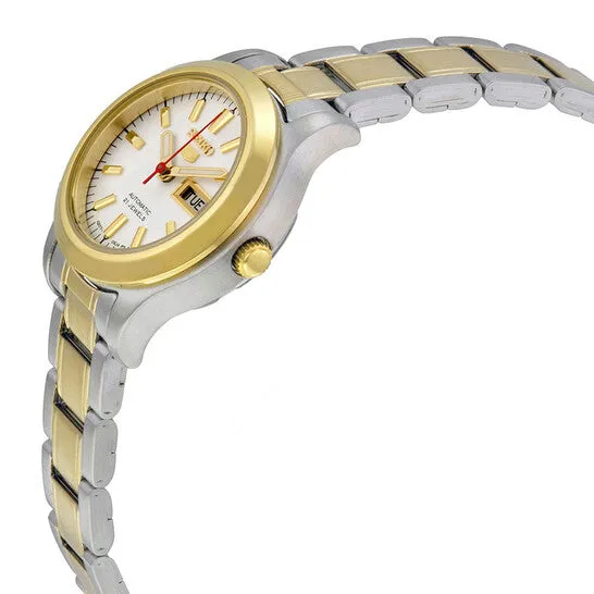 Original Seiko 5 Automatic White Dial Twotone Ladies Watch SYMD90 JMS always Rings Original Seiko 5 Automatic White Dial Twotone Ladies Watch SYMD90 JMS always Rings