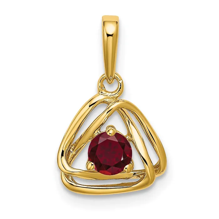 PreStyled Sets 14K Yellow Gold Created Ruby Triangle Pendant Goldia