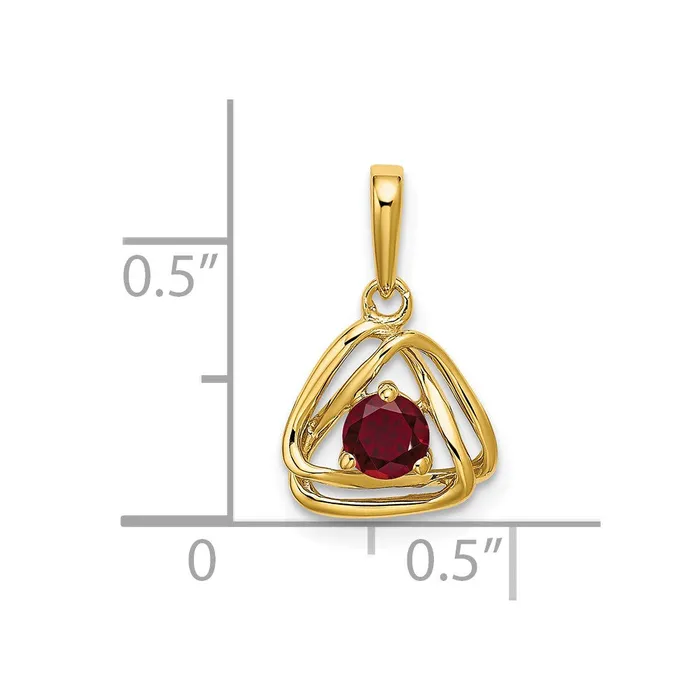 PreStyled Sets 14K Yellow Gold Created Ruby Triangle Pendant Goldia