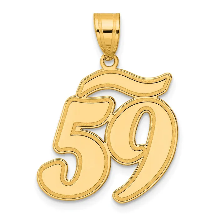 PreStyled Sets Goldia 14k Yellow Gold Brushed Border Script Number 59 Pendant PreStyled Sets Goldia 14k Yellow Gold Brushed Border Script Number 59 Pendant