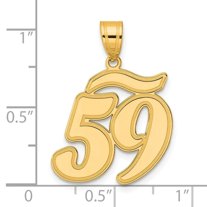 PreStyled Sets Goldia 14k Yellow Gold Brushed Border Script Number 59 Pendant