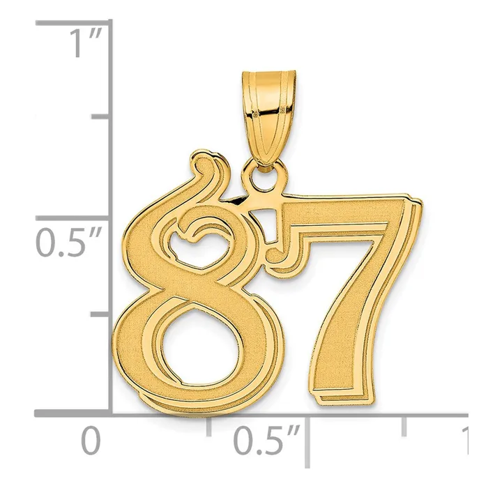 PreStyled Sets Goldia 14k Yellow Gold Polished Etched Number 87 Pendant