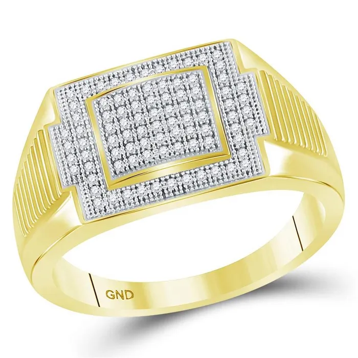 Rings 10k Yellow Gold Round Diamond Rectangle Cluster Ring 14 Cttw gndatlanta Rings 10k Yellow Gold Round Diamond Rectangle Cluster Ring 14 Cttw gndatlanta