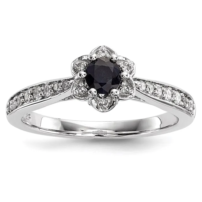 Rings 14K White Gold Real Diamond u0026 Sapphire Ring Goldia