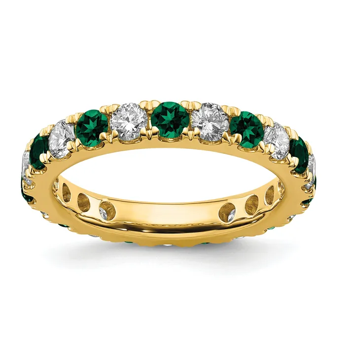 Rings 14k Yellow Gold 34 Ct Lab Grown Diamond VSSI G and Lab Created Emerald Eternity Band Ring Goldia Rings 14k Yellow Gold 34 Ct Lab Grown Diamond VSSI G and Lab Created Emerald Eternity Band Ring Goldia