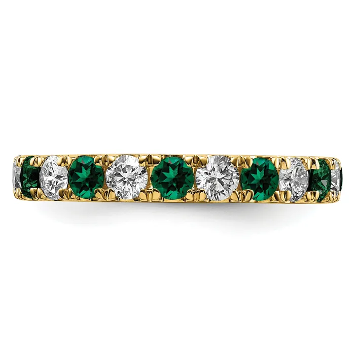 Rings 14k Yellow Gold 34 Ct Lab Grown Diamond VSSI G and Lab Created Emerald Eternity Band Ring Goldia
