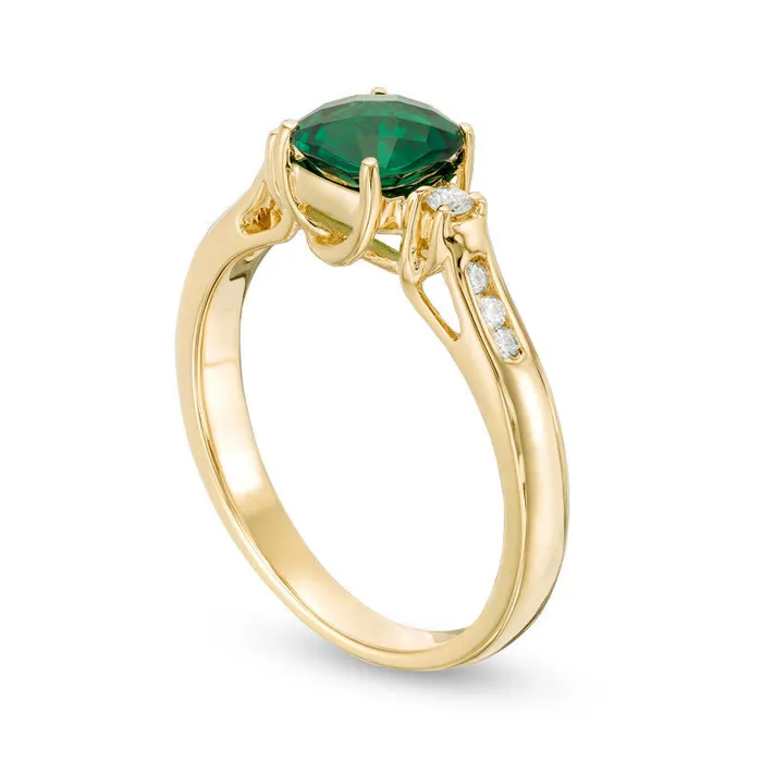 Rings 60mm CushionCut Emerald and 013 CT TW Natural Diamond Ring in Solid 10K Yellow Gold Goldia Rings 60mm CushionCut Emerald and 013 CT TW Natural Diamond Ring in Solid 10K Yellow Gold Goldia
