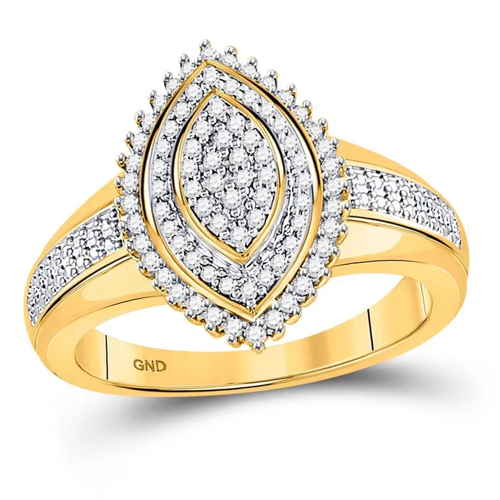 Rings gndatlanta 10kt Yellow Gold Round Diamond Marquiseshape Cluster Ring 14 Cttw
