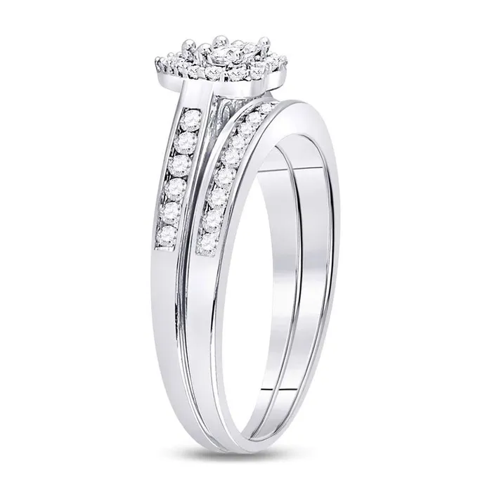 Rings gndatlanta 14k White Gold Diamond Heart Bridal Engagement Ring Set 12 Cttw Size 5