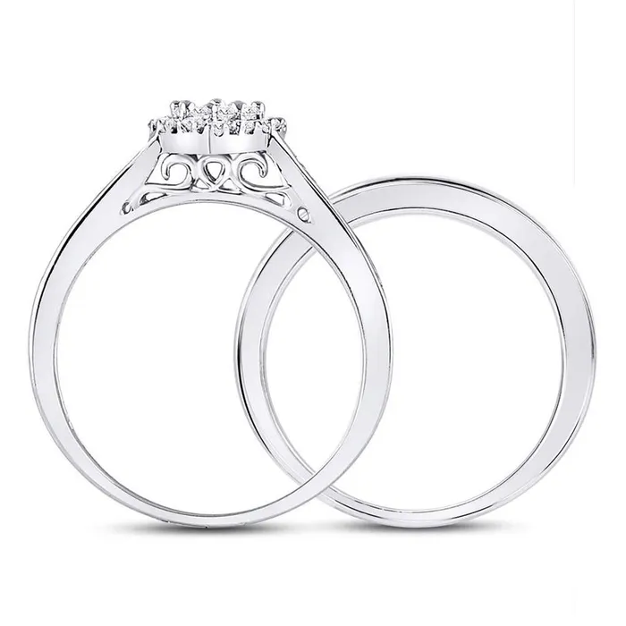 Rings gndatlanta 14k White Gold Diamond Heart Bridal Engagement Ring Set 12 Cttw Size 5