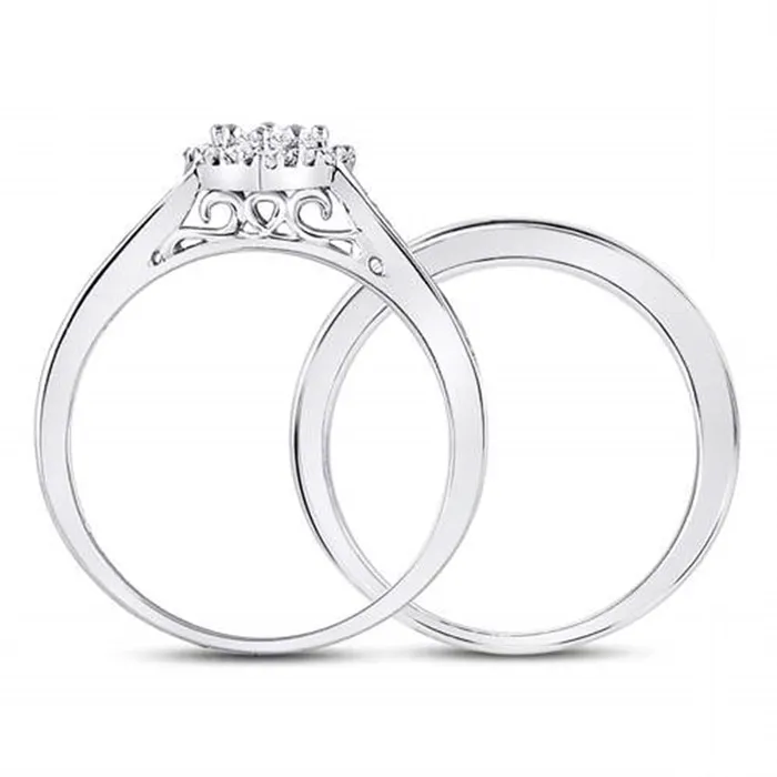 Rings gndatlanta 14k White Gold Diamond Heart Bridal Engagement Ring Set 12 Cttw Size 5