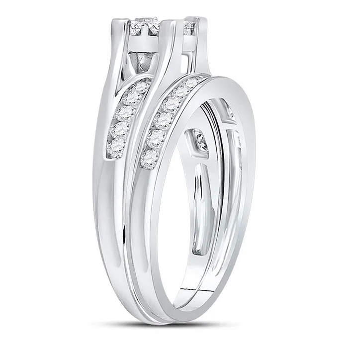 Rings gndatlanta 14k White Gold Princess Diamond Bridal Wedding Ring Set 78 Cttw