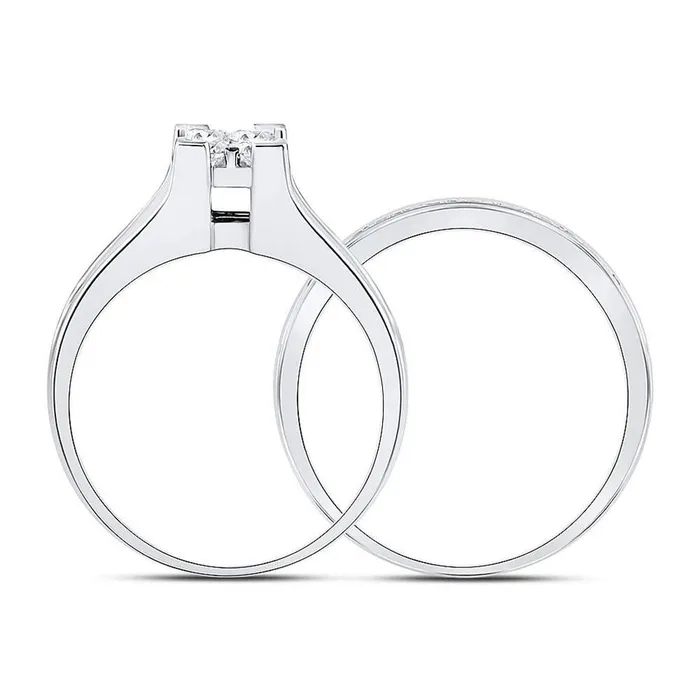 Rings gndatlanta 14k White Gold Princess Diamond Bridal Wedding Ring Set 78 Cttw