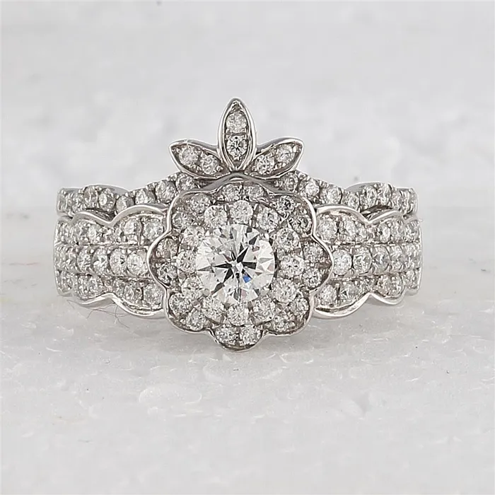 Rings gndatlanta 14k White Gold Round Diamond Bridal Wedding Ring Set 114 Cttw Rings gndatlanta 14k White Gold Round Diamond Bridal Wedding Ring Set 114 Cttw