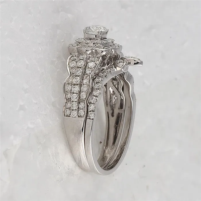 Rings gndatlanta 14k White Gold Round Diamond Bridal Wedding Ring Set 114 Cttw